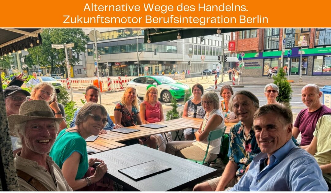 Netzwerktreffen im Freien mit Berliner Unternehmerinnen und Akteuren der Initiative Berufsintegration Berlin – Alternative Wege des Handelns.